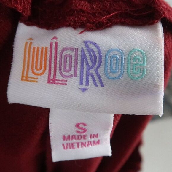 LULAROE BURGUNDY MIDI LENGTH SKIRT WITH WIDE WAISTBAND SIZE SMALL - Picture 2 of 4